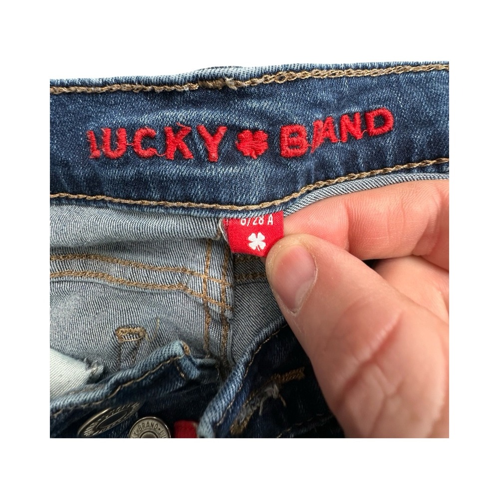 Lucky Brand Jeans Womens 6/28 Blue Sweet Mid Rise Straight Raw Hem Button Fly‎ - Picture 3 of 15